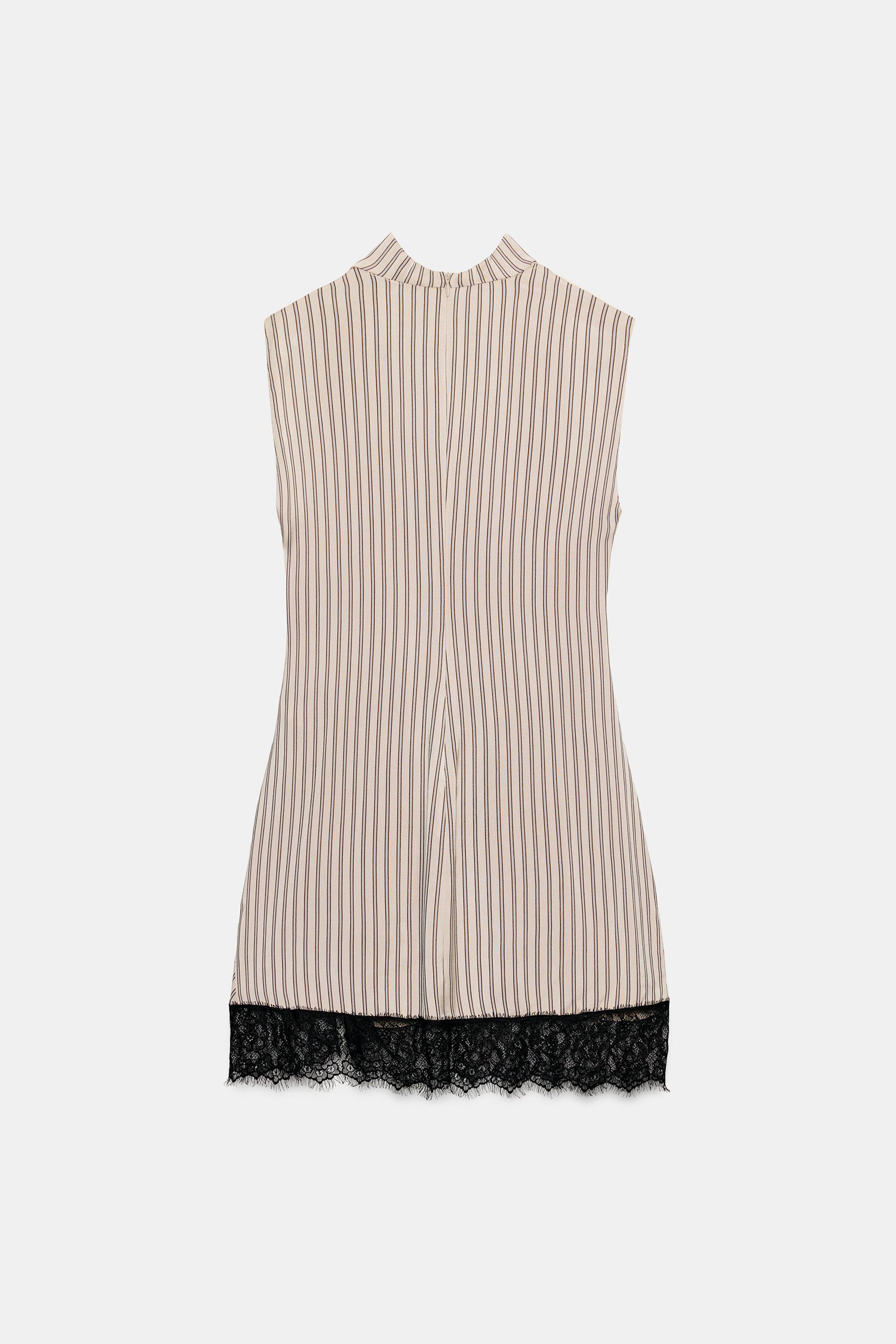 STRIPED LACE MINI DRESS